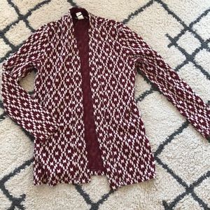Burgundy tribal cardigan